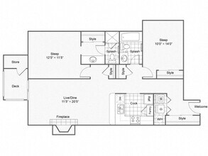 Two Bedroom Two Bath G203 floor plan